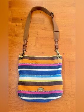 Fossil Striped Multicolor Canvas Crossbody